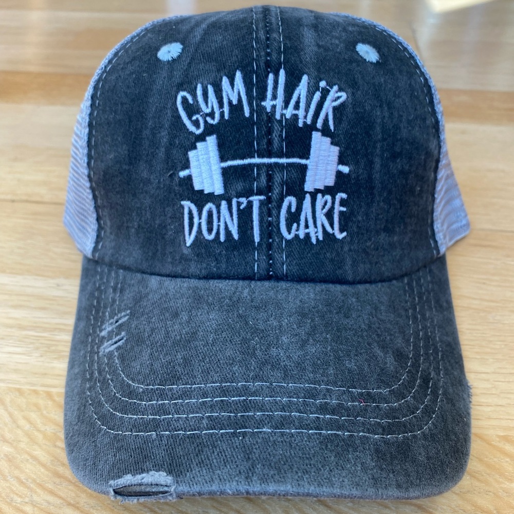 NWT “Gym Hair Don’t Care” Ponytail Trucker Hat